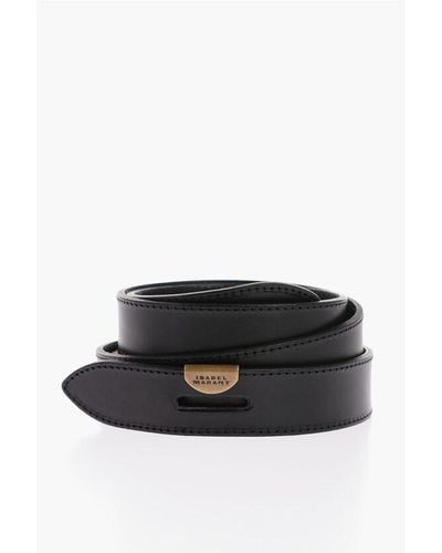 Isabel Marant Solid Colour Leather Lecce Belt 30Mm - Black