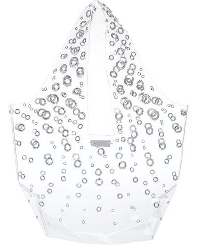 Rabanne Plastic Tote Bag With All-Over Studs - White