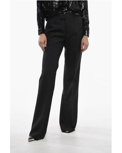 Gucci Wool Blend Palazzo Trousers With Hidden Closure - Black