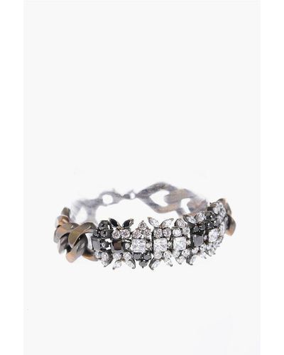 Iosselliani Rhinestones Embellished Chain Bracelet - Metallic
