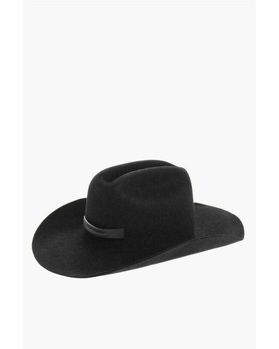 Ruslan Baginskiy Solid Colour Cowboy Hat With Removable Cord - Black