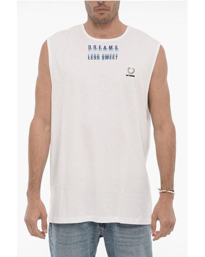 Raf Simons Fred Perry Frontal Print Tank Top With Metal Logo - White