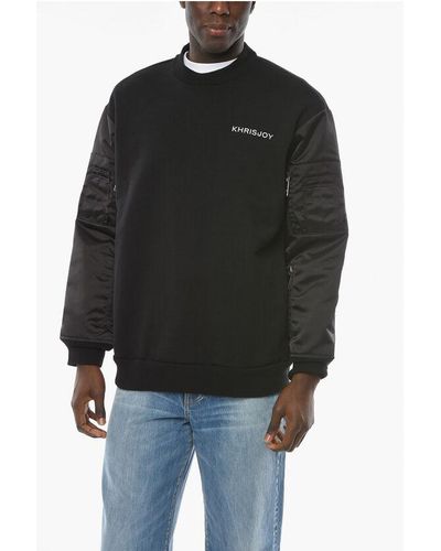 Khrisjoy Crewneck Sweatshirt With Satin Inserts - Black