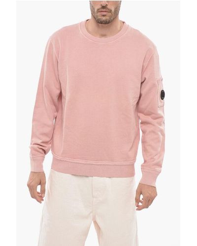 C.P. Company Brushed Cotton Crew-Neck Sweatshirt With Sleeve Pocket - Pink