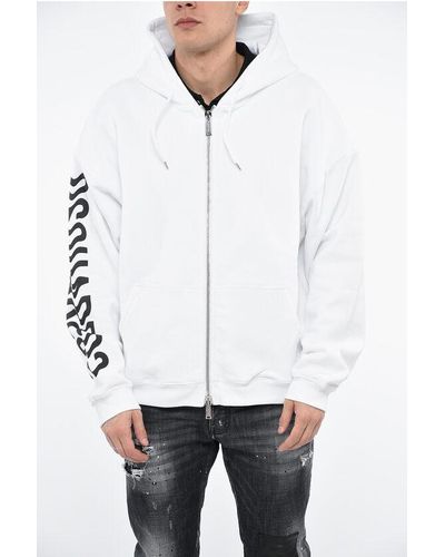 DSquared² Herca Hoodie Sweatshirt With Zipped Closure - White