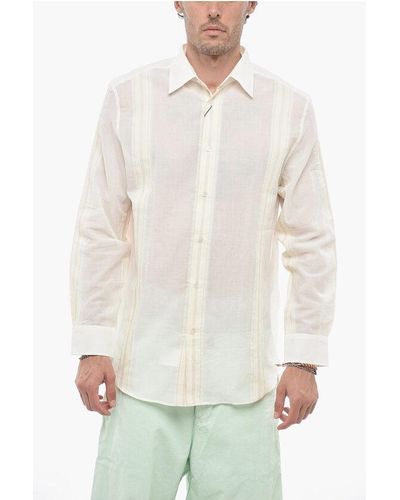 Etro Striped Shirt With Lace-Trim Detail - White