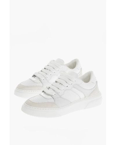 DSquared² Solid Colour Leather Bumper Low-Top Trainers - White