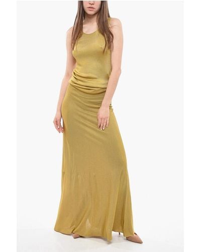 ArchivioB Viscose Long Dress With Crewneck - Yellow