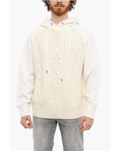 Neil Barrett Cable Knit Easy Fit Hybrid Hoodie - Natural