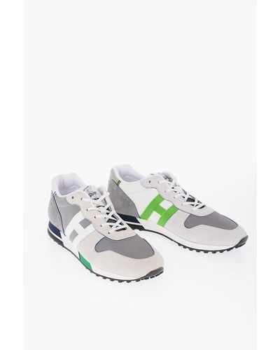 Hogan Leather And Canvas Trainers With Embroidered Logo - White