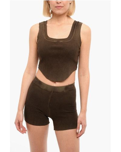 Cotton Citizen Cropped Top Ibiza With Asymmetrical Hem And Square Neck - Black