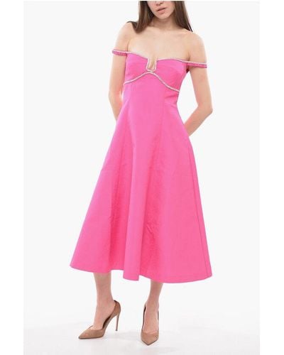 Self-Portrait Sweethearth Neckline Sleeveless Dress With Crystals Applied - Pink