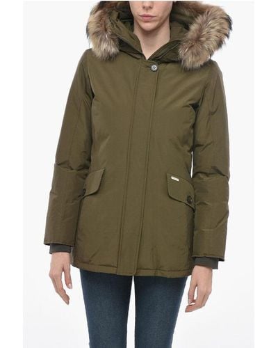 Woolrich Down Jacket Gleeley With Removable Fur - Green