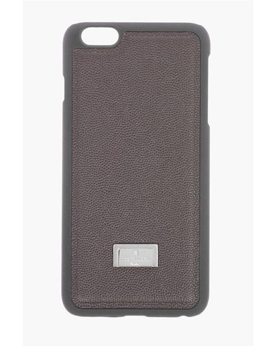 Corneliani Tumbled Leather Iphone 6 Plus Case - Grey