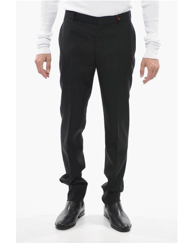 Alexander McQueen Wool Tailored Trousers With Belt Loops - Black