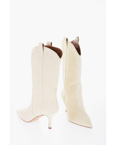 Paris Texas Point Toe Leather Paloma Western Boots 7,5Cm - White