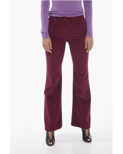 True Royal Corduroy Laura Straight Fit Trousers - Red