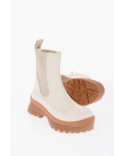 Stella McCartney Faux Leather Trace Chelsea Booties With Lettering Logo - White