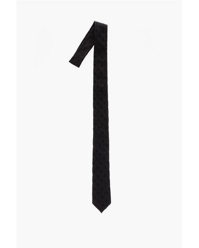 Corneliani Cc Collection Embroidered Tie With Lurex Detail - Black