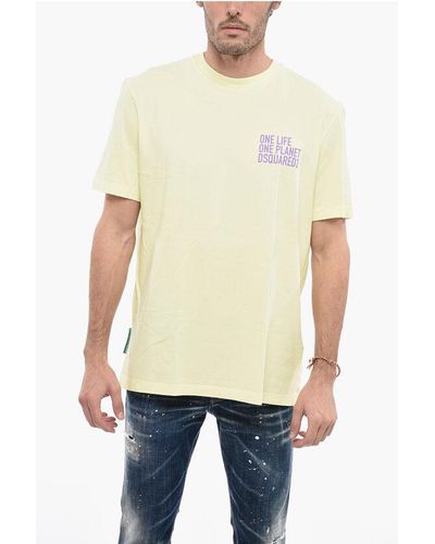 DSquared² One Life One Planet Crew Neck Olop Cotton T-Shirt - Natural