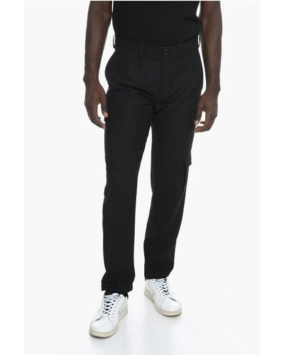 DIESEL Multipocket P-Rhee-Nw Trousers With Embroidered Logo - Black