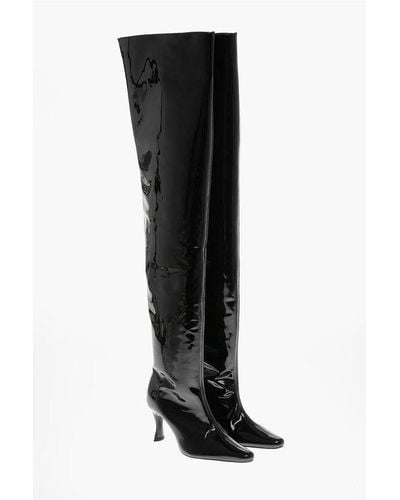 BY FAR Over The Knee Stevie Patent Leather Boots 8Cm - Black
