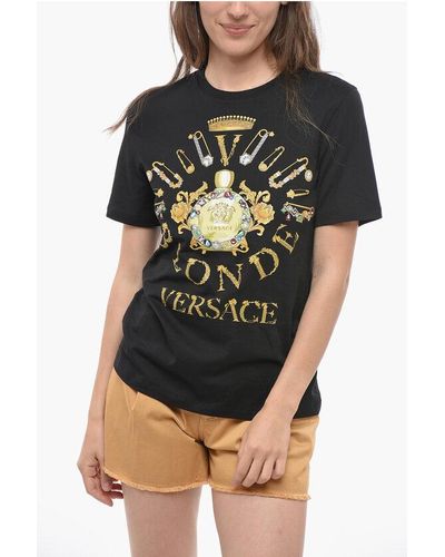 Versace Maxi Golden Printed Crew-Neck T-Shirt - Black