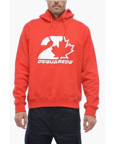 DSquared² Cool Fit Hoodie Sweatshirt With Logo Print - Red