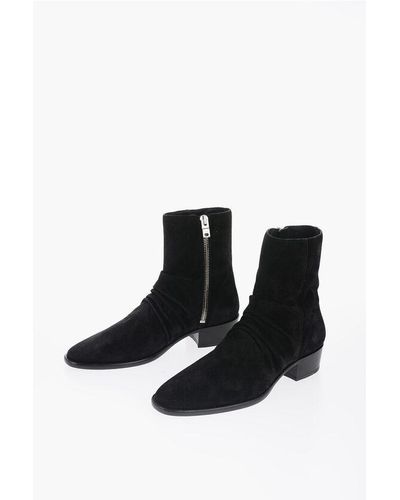 Amiri Suede Leather Stack Boots - Black