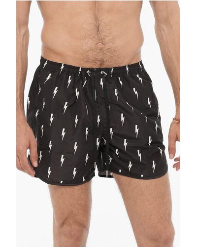 Neil Barrett All Over Thunderbolt Printed Swim Shorts - Black