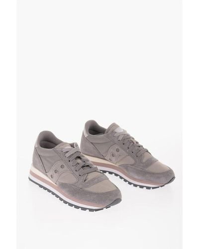 Saucony Nylon And Suede Low-Top Trainers With Three-Tone Sole - Grey