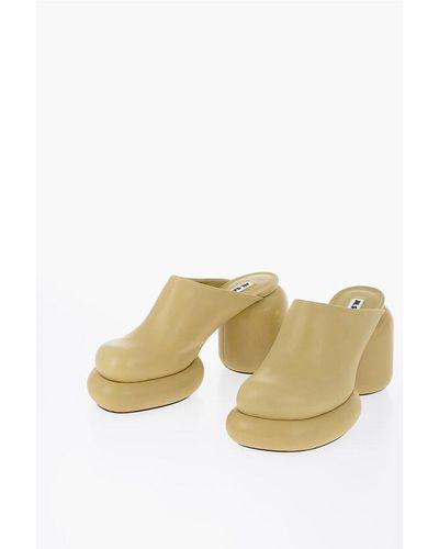 Jil Sander Leather Mules With Chunky Sole Heel 10 Cm - Multicolour
