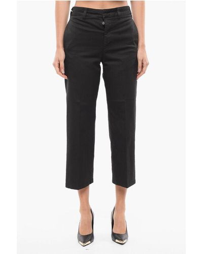 Department 5 Cropped Fit Chinos Trousers With Belt Loops - Black