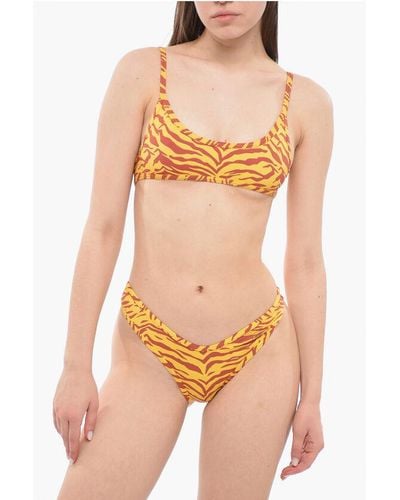 The Attico Animal Patterned Two-Tone Bikini - Orange