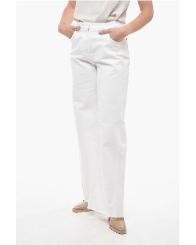 Fabiana Filippi Denim Palazzo Trousers With Fringed Bottom - White