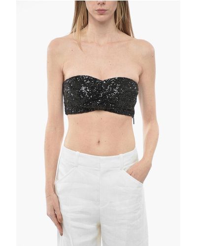 MSGM Sequined Tube Top - Black