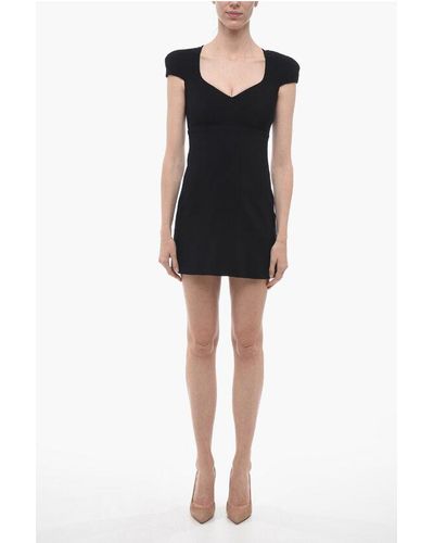 Versace Short-Sleeved Sheath Dress With Back Full Zip - Black