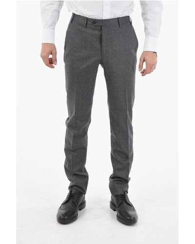 Corneliani Wool Academy Trousers With Scalloped Hem - Grey