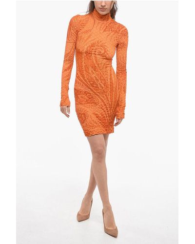 Etro Stretch Fabric Jacquard Minidress - Orange