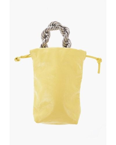 Jil Sander Leather V-Sport Mini Bag With Chain Handle - Yellow