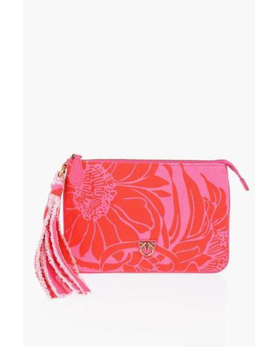 Pinko Floral Print Cotton Clutch - Red