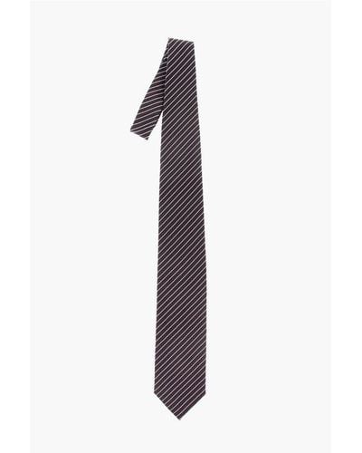 ZEGNA Regimental Striped Silk Tie - Purple