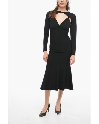 Roland Mouret Gown Maxi Dress With Cut Out Details And Shoulder Cover - Black