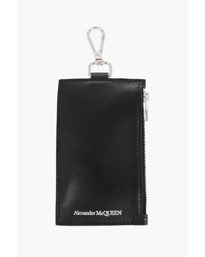 Alexander McQueen Leather Card Holder With Printed Logo - Black