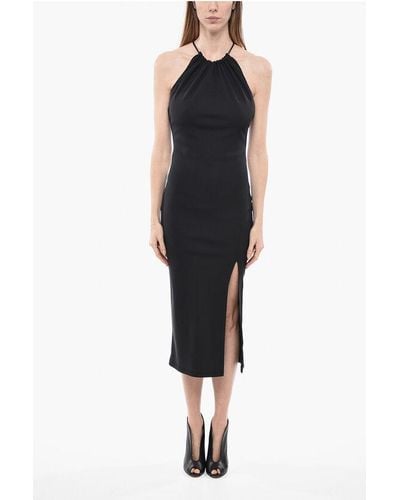 ANOUKI Viscose Blend Halter Sheath Dress With Back Zip - Black