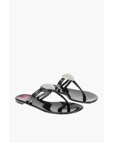 Moschino Love Rubber Thong Sandals With Heart Detail - White