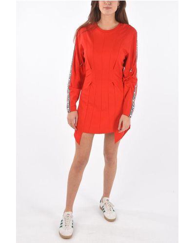 Philipp Plein Couture Double Zip Side You Are Too Fast Day Asymmetric Dres - Red