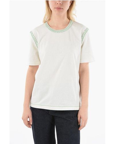 Bottega Veneta Crew-Neck T-Shirt With Contrasting Stitching - White