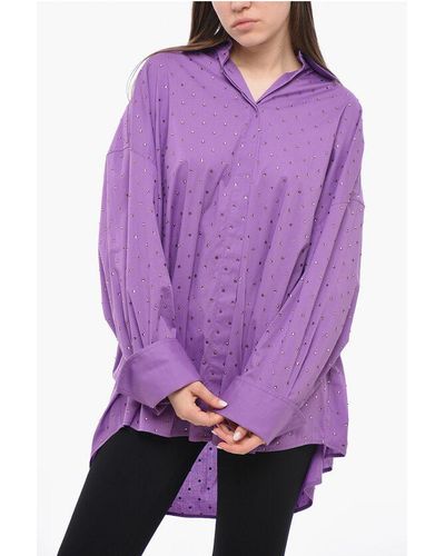 GIUSEPPE DI MORABITO Oversized Crystal-Embellished Shirt - Purple