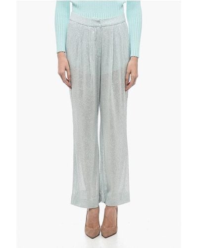 ROTATE BIRGER CHRISTENSEN Mesh Pant With Sequined Embroidery - Grey
